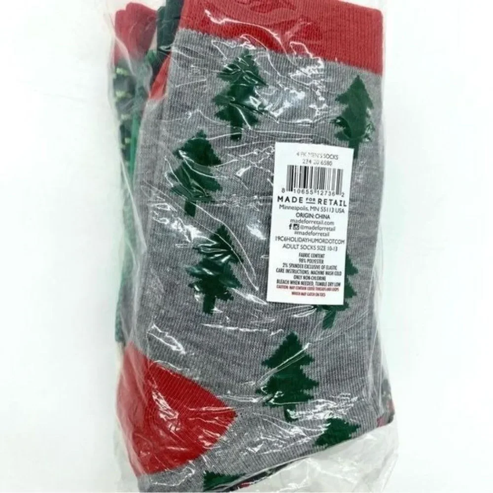Men's Novelty Christmas Socks Set Pack Of 4 New
